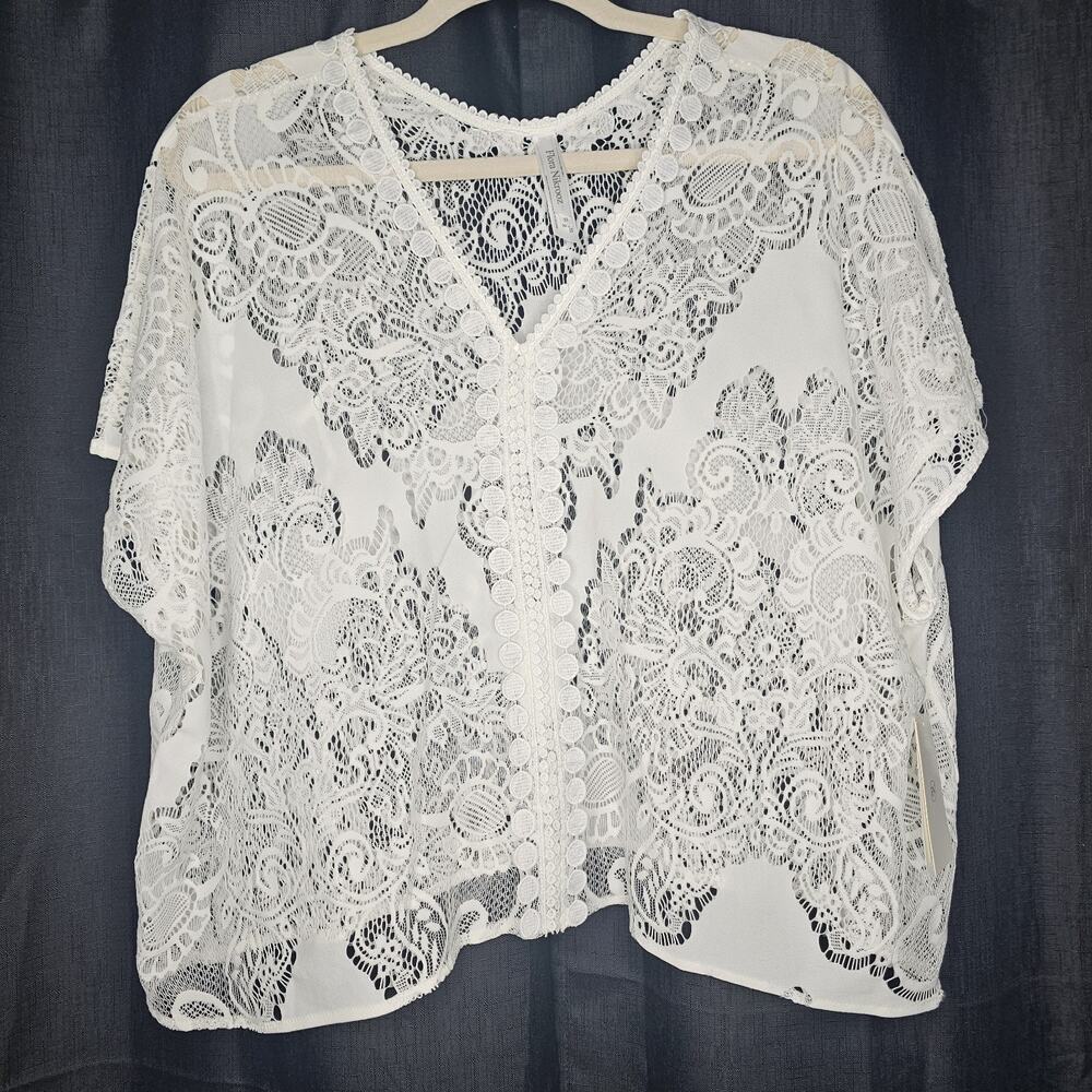 New Flora NIKROOZ Ivory Lace Oversized XS Coverup Swim Beach Vacation